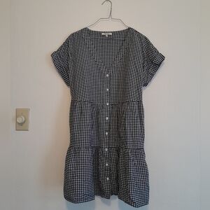 Madewell Navy and White Checkered Gingham Mini Dress